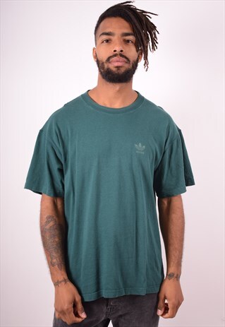 ADIDAS MENS VINTAGE T-SHIRT TOP XL GREEN 90S