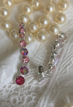 Long Pink Crystal Vintage Drop Earrings y2k