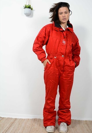 Vintage 90s Padded Ski Suit Red Size M
