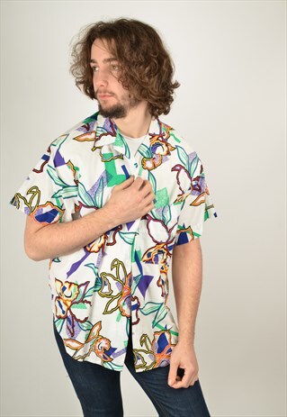 VINTAGE ABSTRACT CRAZY PATTERN FESTIVAL SHIRT