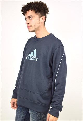 VINTAGE 90S ADIDAS NAVY AND GREY SWEATSHIRT