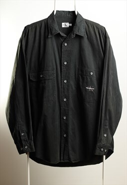 Vintage Calvin Klein Jrans Long Sleeve Shirt Black