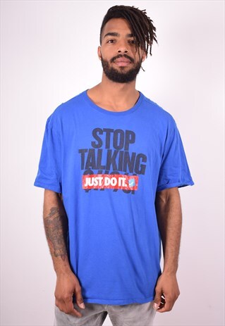 NIKE MENS VINTAGE T-SHIRT TOP 2XL BLUE 90S