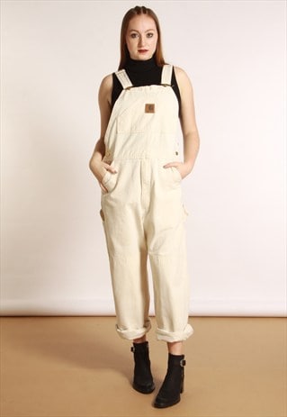 CARHARTT CREAM DENIM LONG DUNGAREES
