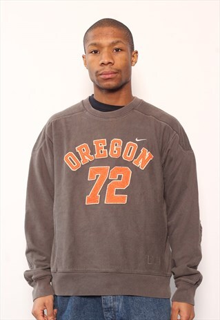 VINTAGE NIKE BIG SPELL OUT LOGO SWEATSHIRT BROWN