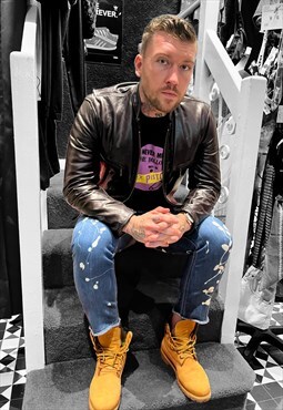 80s 90s vintage biker or britpop style leather jacket