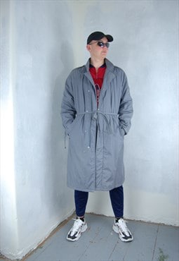 Vintage 90's glam suit baggy unisex trench coat in grey blue