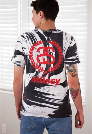 VINTAGE STUSSY T-SHIRT LOGO 90S M 7.1
