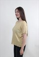 90S VINTAGE KNIT BLOUSE RETRO YELLOW PULLOVER LACE TOP 