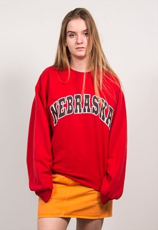VINTAGE 90'S RED NEBRASKA CORNHUSKERS SWEATSHIRT