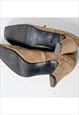 SQUARE TOE 90S HEELS GENUINE SUEDE LEATHER VINTAGE SHOES 