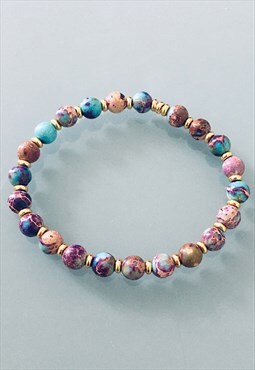 Elastic bracelet with Jasper beads gift idea for women