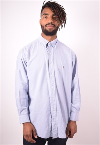 POLO RALPH LAUREN MENS VINTAGE SHIRT LARGE BLUE 90S