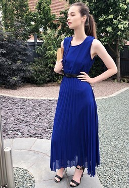 Pleated Maxi dress bridal wedding party in royal blue