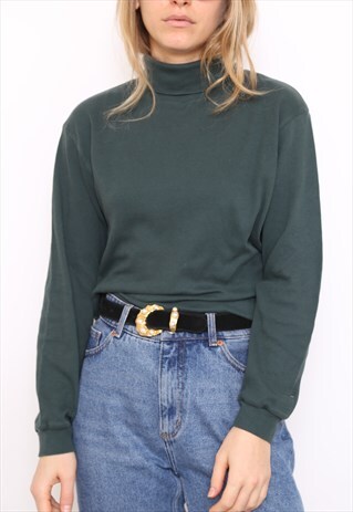 VINTAGE 90S GREEN POLO HIGH TURTLE NECK TOP