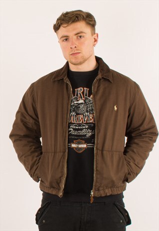 VINTAGE BROWN POLO RALPH LAUREN HARRINGTON JACKET MEDIUM