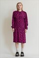 VINTAGE 80S LONG SLEEVE DITSY FLORAL BUTTON UP MIDI DRESS