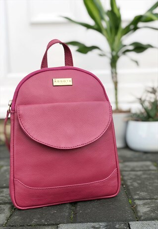 REAL LEATHER MINI BACKPACK FOR WOMEN - PINK RUCKSACK BAG