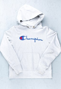 90s Champion Grey Big Spell Out Logo Hoodie - B2867