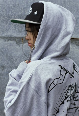 'GHOST SHIP' GREY ZIP HOODY