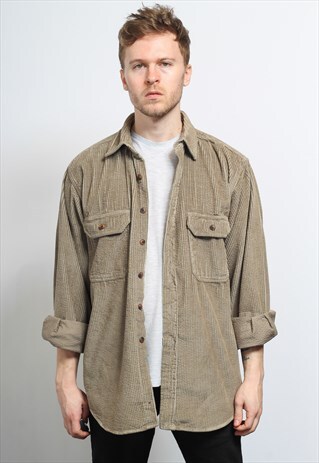 VINTAGE CORDUROY CORD SHIRT GREY