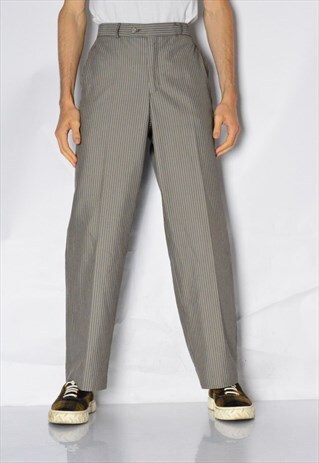VINTAGE 90S KHAKI GREY STRIPED PANTS