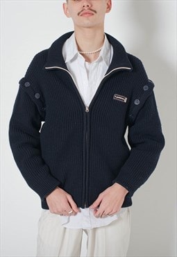 Vintage 90s Reversible Stripe Zip Up Men Cardigan Jacket L