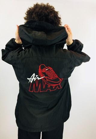 VINTAGE 90S BLACK NIKE AIR MAX EMBROIDERED JACKET