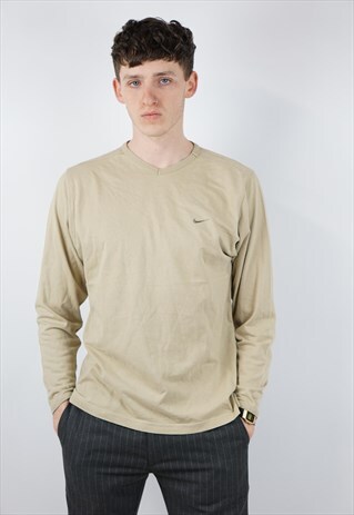 VINTAGE NIKE LONG SLEEVE BEIGE T-SHIRT
