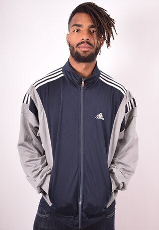 ADIDAS MENS VINTAGE TRACKSUIT TOP JACKET LARGE MULTI 90S