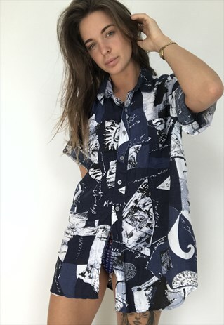 PATTERNED OVERSIZED RETRO VINTAGE UNISEX FESTIVAL SHIRT