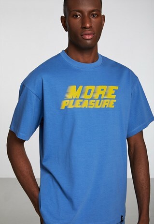 CRACK MAN BLUE OVERSIZE CREW NECK PRINTED T-SHIRT