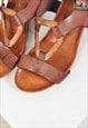 VINTAGE 00S REAL LEATHER MID HEEL SANDALS