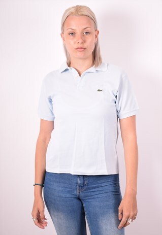 LACOSTE WOMENS VINTAGE POLO SHIRT LARGE BLUE 90S