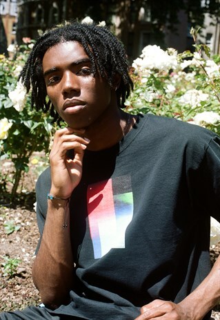 BLACK SHORT SLEEVED T-SHIRT WITH PHOTO LIGHT LEAK 2 PRINT