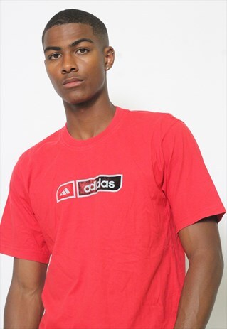 VINTAGE ADIDAS LOGO T-SHIRT RED