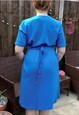 VINTAGE 60S BLUE DAY DRESS BUTTON UP AND BELTED