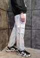 SKY PRINT BEAM JOGGERS GRADIENT CLOUDS LOOSE OVERALLS BLUE