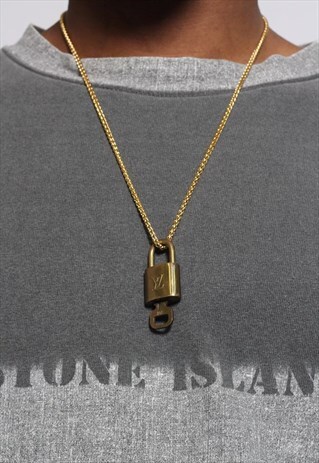 VINTAGE RARE LOUIS VUITTON CUSTOM PADLOCK CHAIN NECKLACE