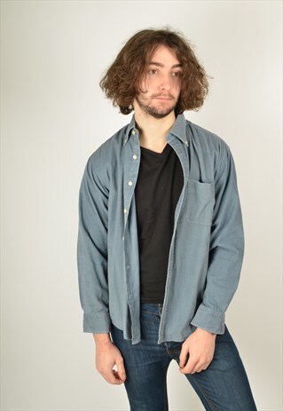 VINTAGE CORDUROY CORD SHIRT BLUE