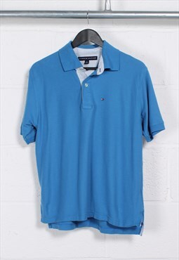 Vintage Tommy Hilfiger Polo Shirt in Blue Flag Logo Medium
