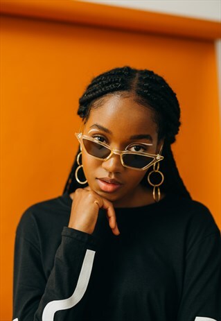 CHAMPAGNE SKINNY CAT EYE SUNNIES