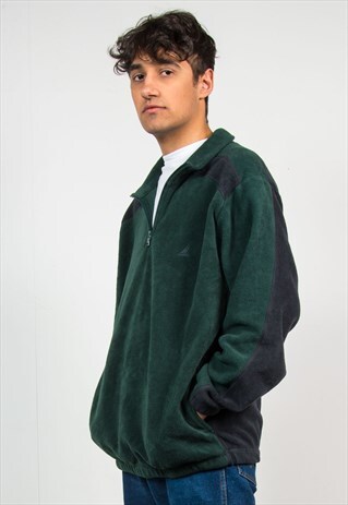 NAUTICA GREEN QUARTER ZIP FLEECE JUMPER