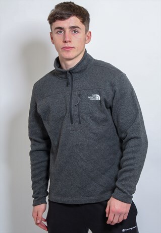 VINTAGE THE NORTH FACE 1/4 ZIP FLEECE IN GREY MEDIUM