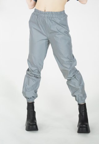 REFLECTIVE HIGH VIS GREY COMBAT CARGO TROUSERS PANTS
