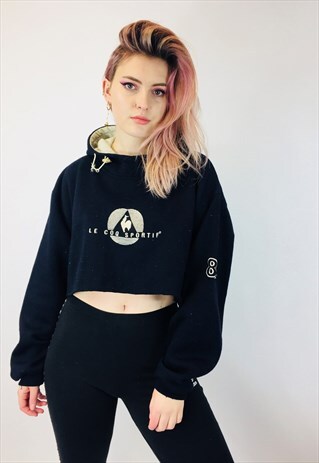VINTAGE LE COQ SPORTIF CROPPED EMBROIDERED 90S HOODIE