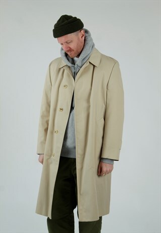 1980S AQUASCUTUM BEIGE HOUSE CHECK TRENCH COAT