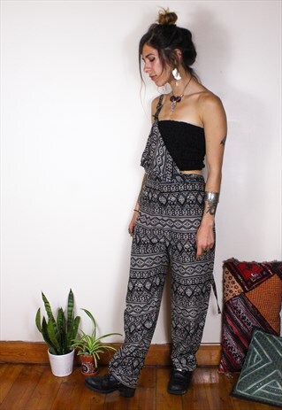 FAIRTRADE BLACK ELEPHANT JUMPSUIT / DUNGAREES