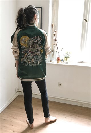 VINTAGE JAPANESE GREEN SOUVENIR JACKET