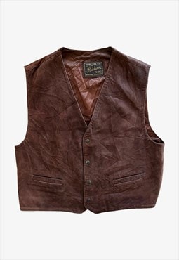 Vintage 90s Men's Redskins Type B32 Brown Leather Vest